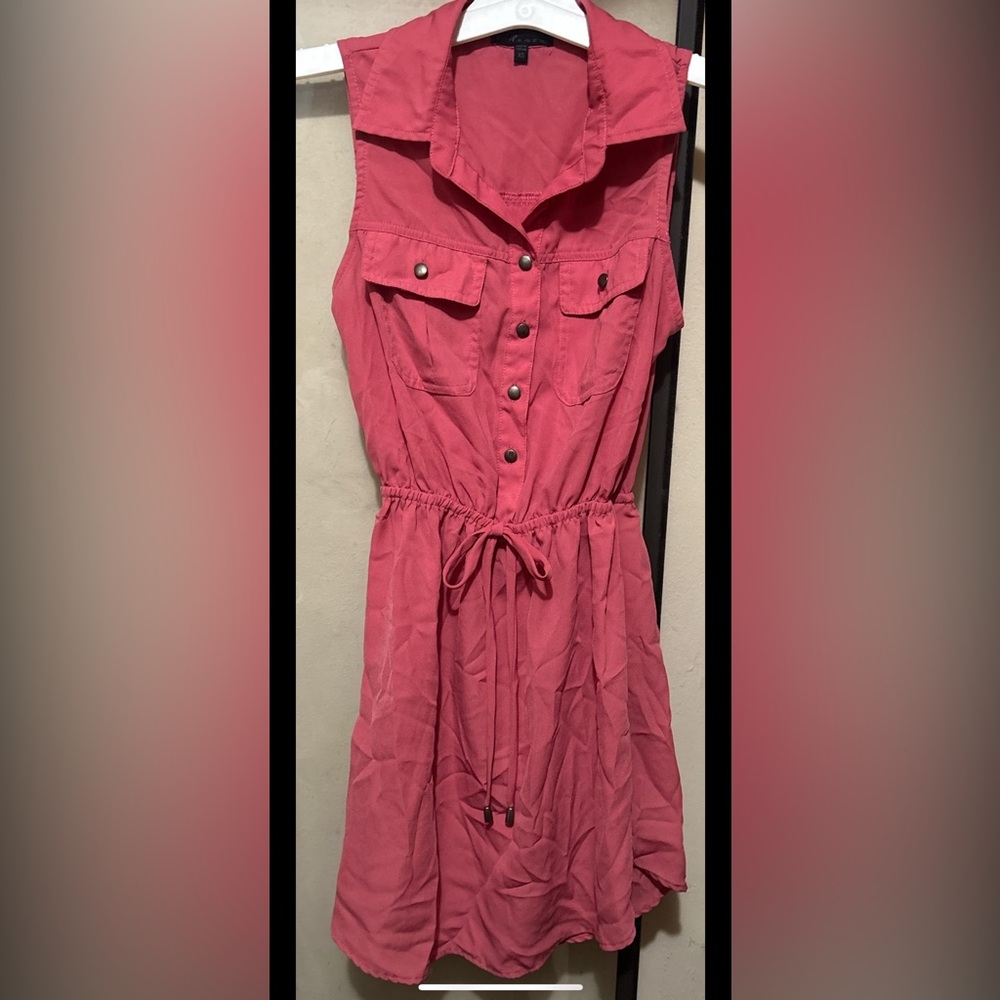 Super cute vibrant Coral/pink colored short mini dress